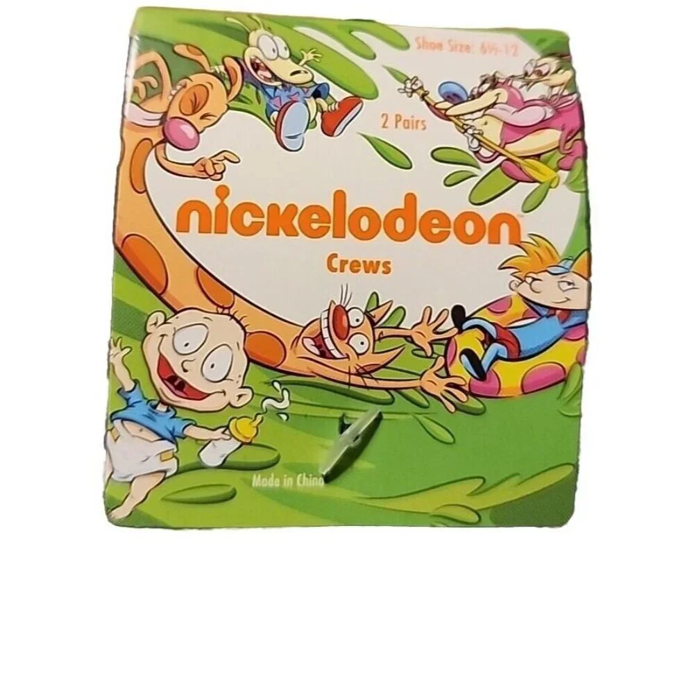 Nickelodeon crew socks 2 Pack Adult Size 6 1/2 - 12 Cat-Dog & Hey Arnold